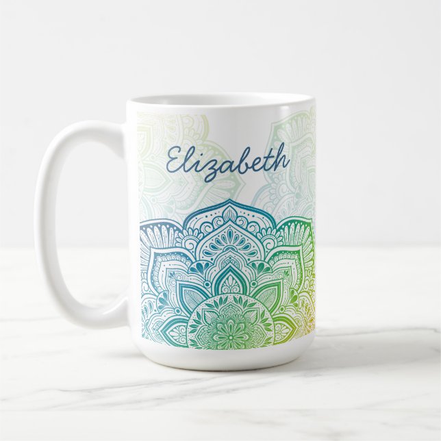 Caneca De Café Aki Mandala 15 oz. Personalized Mug (Esquerda)