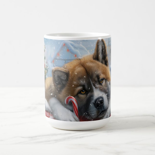 Caneca De Café Akita Dog Christmas Festivo (Centro)