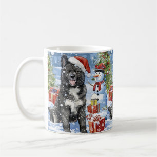 Caneca De Café Akita Dog Winter Wonderland Natal Joy