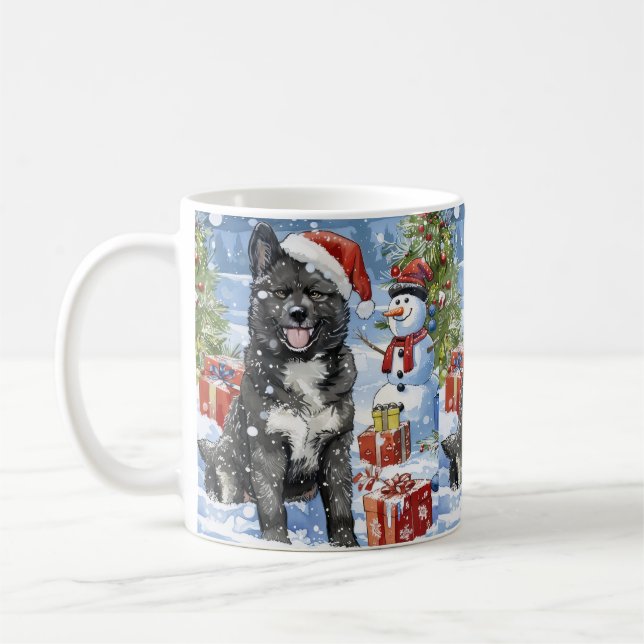 Caneca De Café Akita Dog Winter Wonderland Natal Joy (Esquerda)