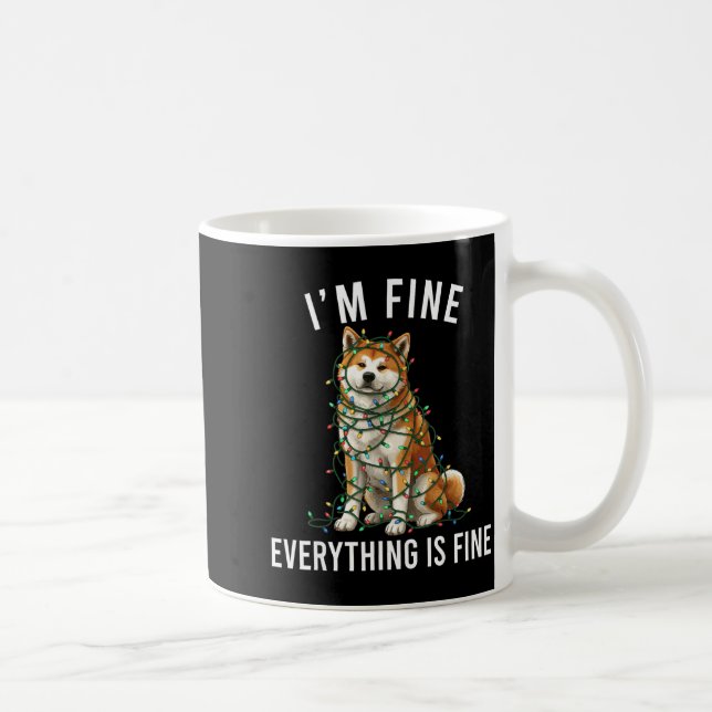 Caneca De Café Akita Inu Christmas I'm Fine Everything Is Fine  (Direita)