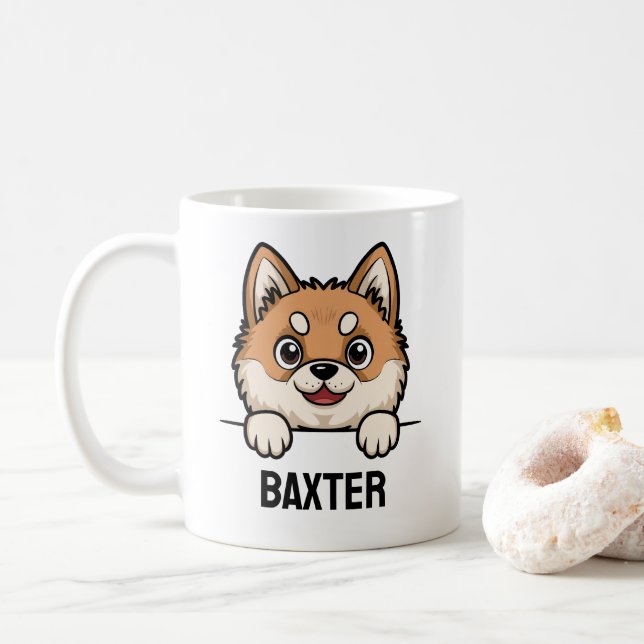 Caneca De Café Akita Inu Custom Dog Name Cute Pet Lover Gift (Com Donut)