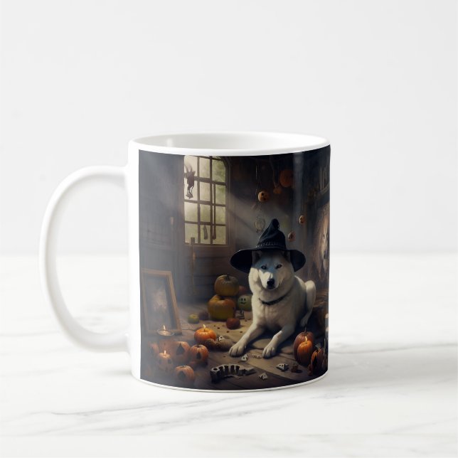 Caneca De Café Akita Pumpkins Halloween Scary (Esquerda)