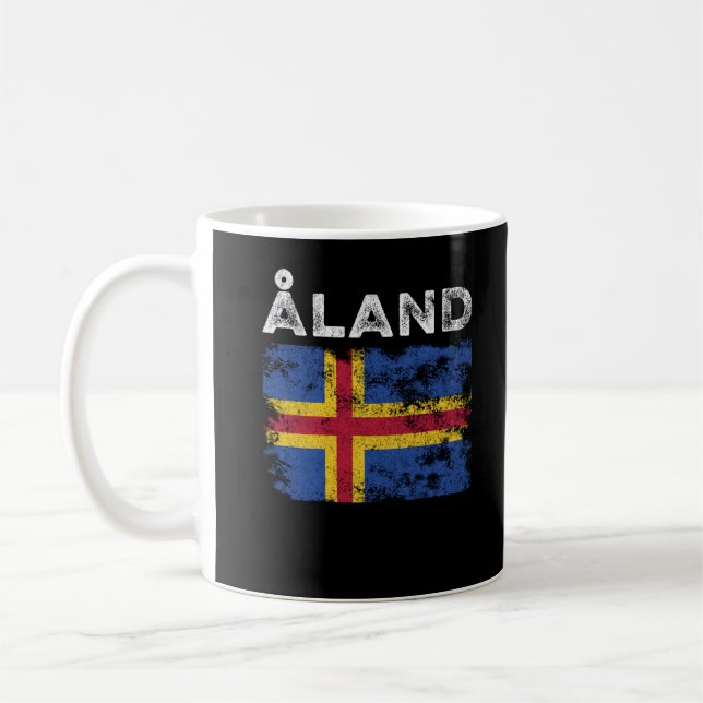 Caneca De Café Åland Flag - Distante Åland Island Flag (Esquerda)