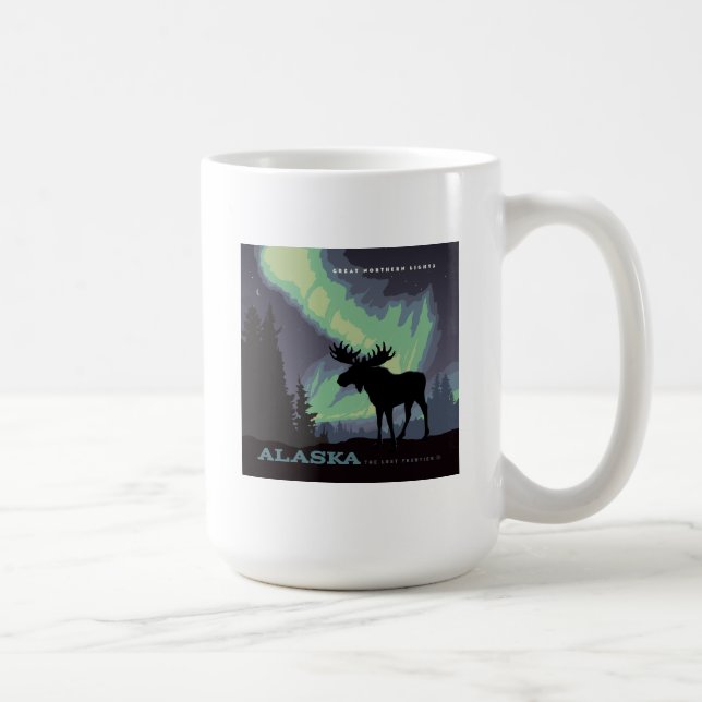Caneca De Café Alasca | Luzes de Norte Moose (Direita)