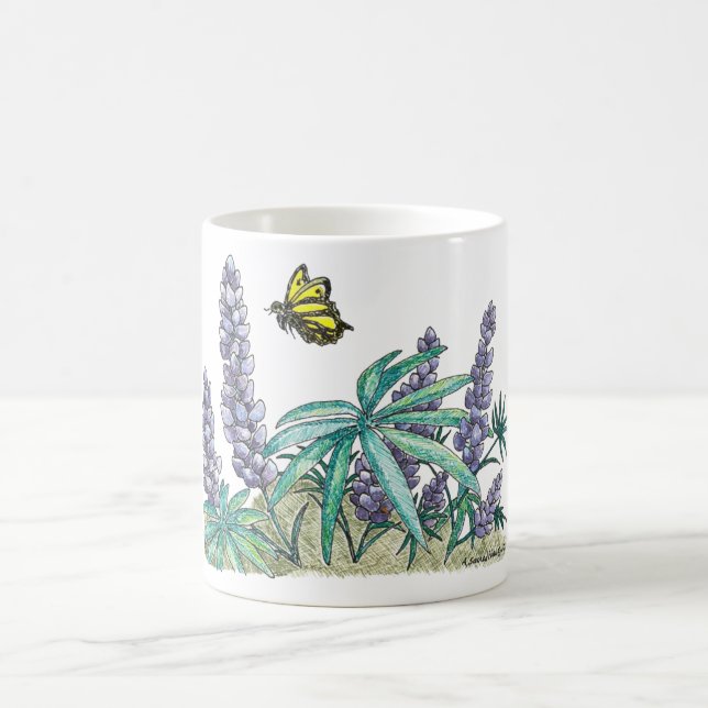 Caneca De Café Alaska Lupine Watercolor Coffee Mug (Centro)