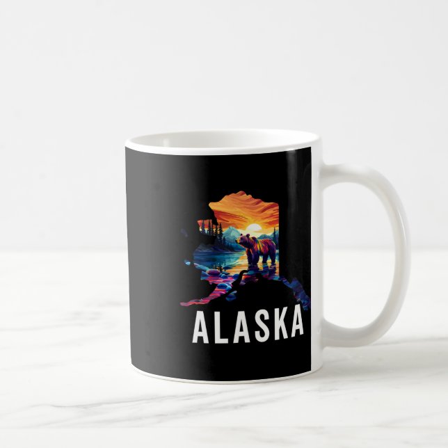 Caneca De Café Alaskan Bear Animal Alaska Map Souvenirs Vacation  (Direita)