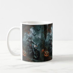 Caneca De Café Alaskan Malamute Dirigindo Motocicleta Assustador