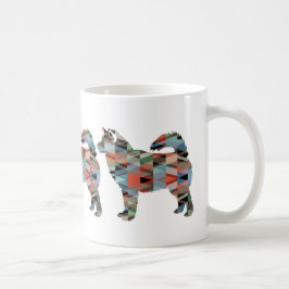 Caneca De Café Alaskan Malamute Geométrico Pattern Silhouette
