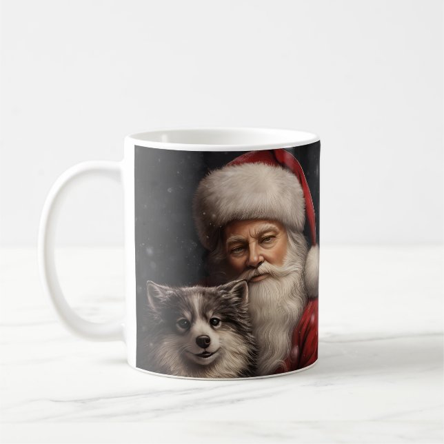 Caneca De Café Alaskan Malamute no Natal do Papai Noel (Esquerda)