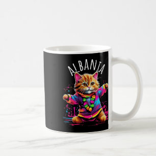 Caneca De Café Albânia Gato de Dança Colorida, Engraçado e Engraç