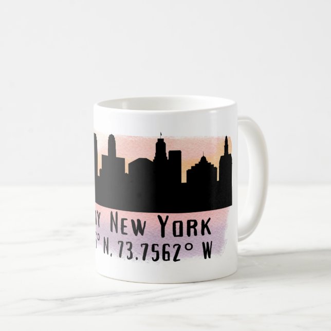 Caneca De Café Albany NY City Skyline (Frente Esquerda)