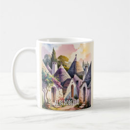 Caneca De Café Alberobello Italy Trulli Watercolor Custom Text