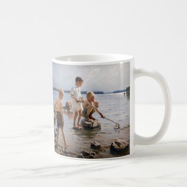 Caneca De Café Albert Edelsense - Meninos tocando na praia (Direita)