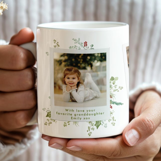 Caneca De Café Álbum de Fotografias de Natal Festivo Elegante (Criador carregado)