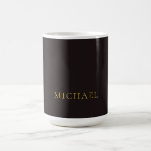 Caneca De Café Alcaçuz Preto Dourado Minimalista Simples Moderno