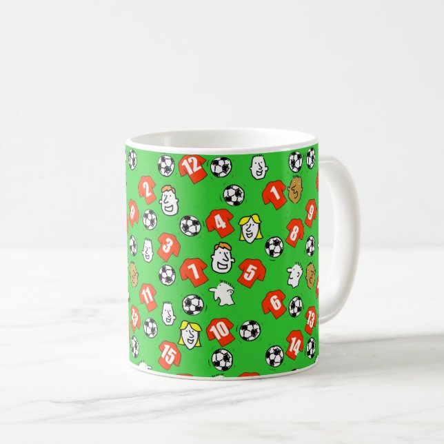 Caneca De Café Alçado, Camisas Vermelhas e Ventiladores Padrão ma (Frente Esquerda)