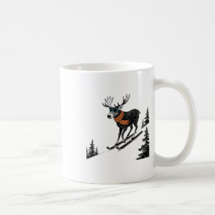 Caneca De Café Alce Esquiando – Montanha de Inverno Divertida, Es