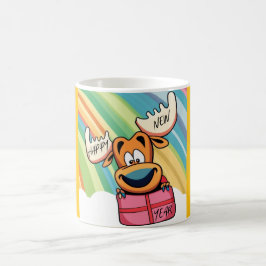 Caneca De Café Alce feliz ano novo - Design de Celebração Festiva