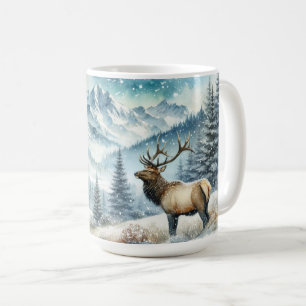 Caneca De Café Alce Majestoso em Montanhas Cobertas de Neve