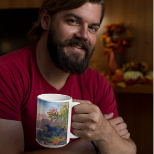 Caneca De Café Alce Majestoso em um Acampamento de Paisagem Sueca