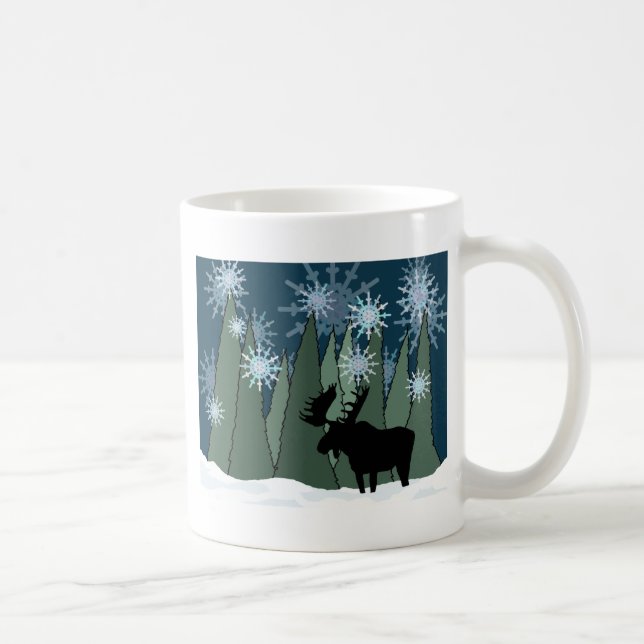 Caneca De Café Alce na Floresta de Neve (Direita)