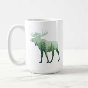 Caneca De Café Alce Veado E Floresta Natureza