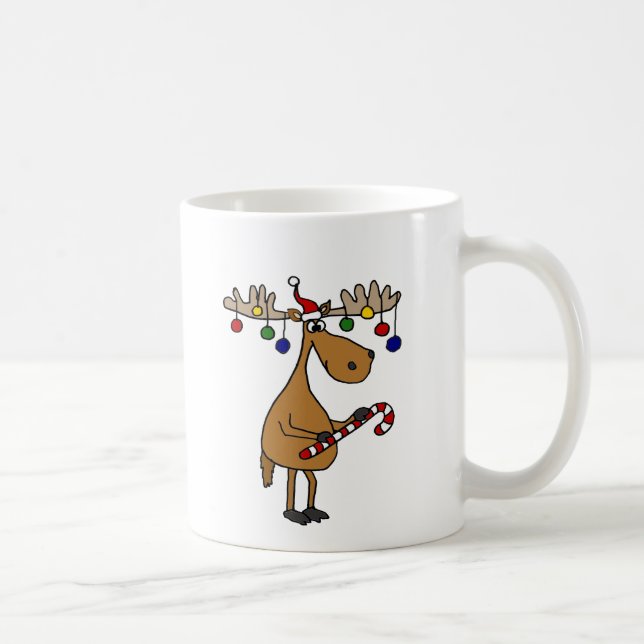 Caneca De Café Alces do Natal do divertimento com bastão e (Direita)