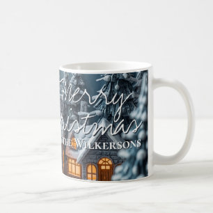 Caneca De Café Aldeia de Inverno Aconchegante Natal Nome Personal