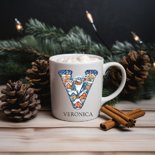 Caneca De Café Aldeia de Inverno de Natal Personalizada Monograma
