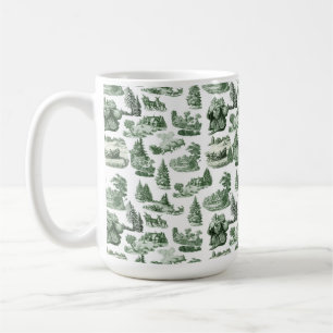 Caneca De Café Aldeia de Natal Tema Design Verde Toile