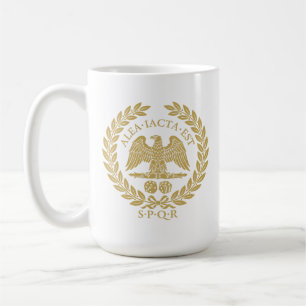 Caneca De Café Alea Iacta Est Águia Romana Dado e Coroa de Louro