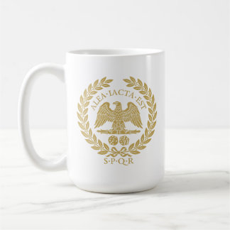 Caneca De Café Alea Iacta Est Águia Romana Dado e Coroa de Louro
