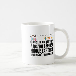 Caneca De Café Alegra-Se Com O Nascimento De Um Natal Castanho Co