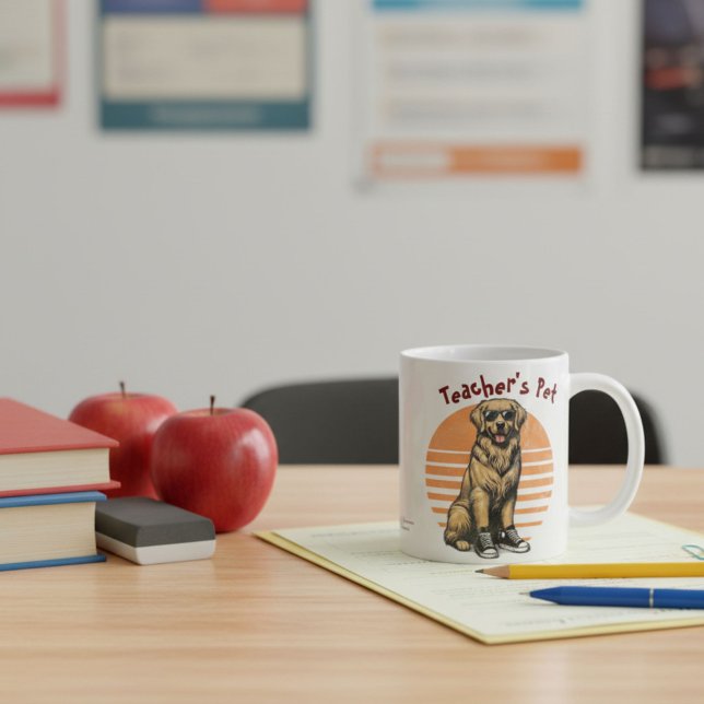 Caneca De Café Alegres Amarelos com Óculos de Sol Golden Retrieve (Criador carregado)