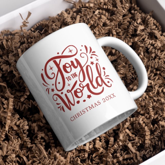 Caneca De Café Alegria ao Escritório Vermelho do Mundo Cristão (Criador carregado)
