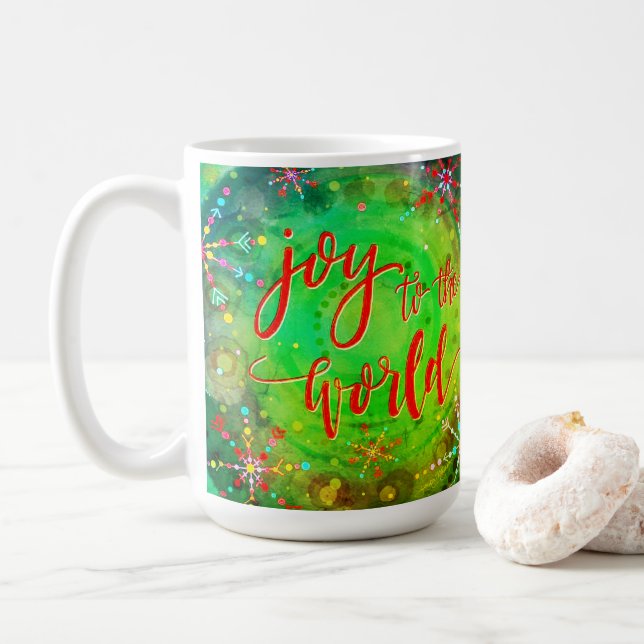 Caneca De Café Alegria ao Floco de Neve do Mundo (Com Donut)