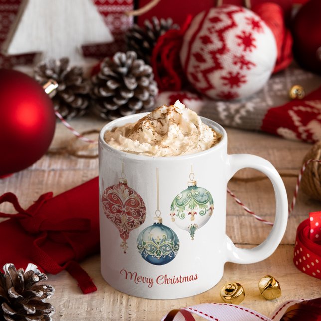 Caneca De Café Alegria Austríaca | Feliz Natal | Ornamentos (Criador carregado)