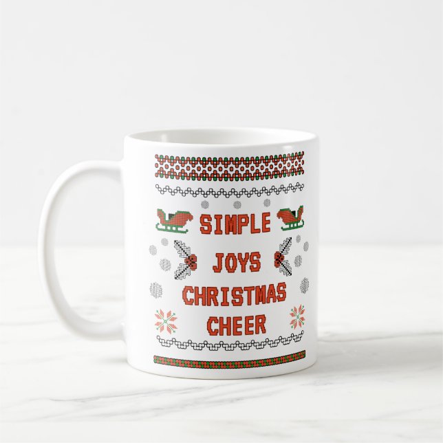 Caneca De Café Alegria Simples Design de Arte Feliz de Natal (Esquerda)