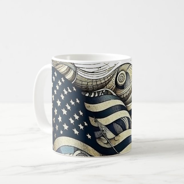 Caneca De Café Além das faixas e estrelas (Frente Esquerda)