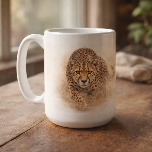 Caneca De Café Alert Cheetah | African Wildlife Art (Criador carregado)