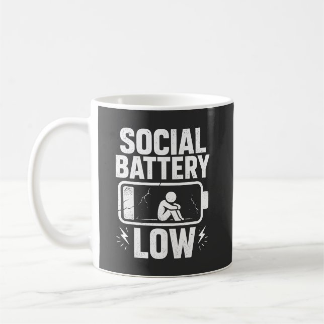 Caneca De Café Alerta de Bateria Social Baixa (Esquerda)