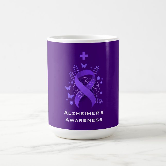 Caneca De Café Alerta de Doença de Alzheimer Roxo (Centro)