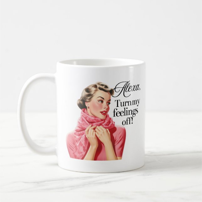 Caneca De Café Alexa, Desligue Meu Sentimento. (Esquerda)
