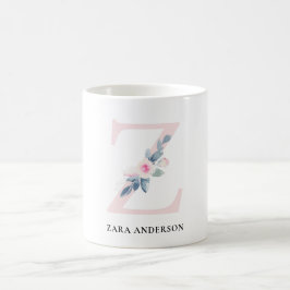 CANECA DE CAFÉ ALFABETES FLORAIS AZUIS SUAVES LENTO LETRA Z