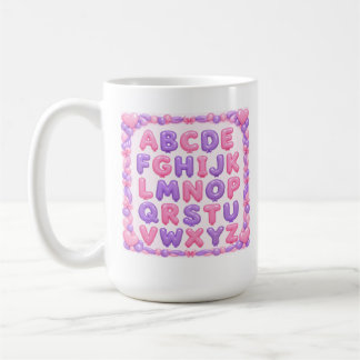 Caneca de Café Alfabeto Balão Rosa e Roxo