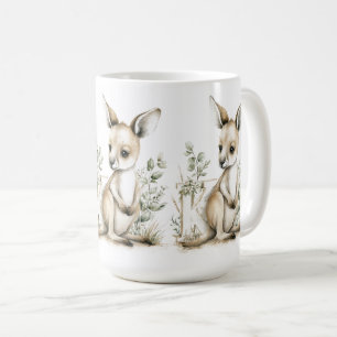 Caneca De Café Alfabeto de animais bebês adoráveis em aquarela Ca