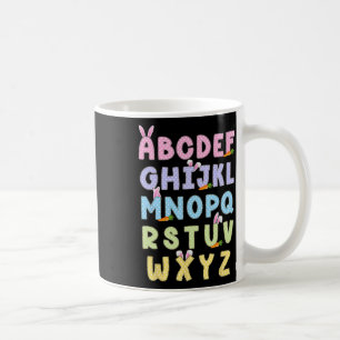 Caneca De Café Alfabeto Do Dia Do felz pascoa Abcs Elemeno Para P