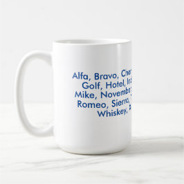 Caneca De Café alfabeto fonético "NATO", Alfa a Zulu