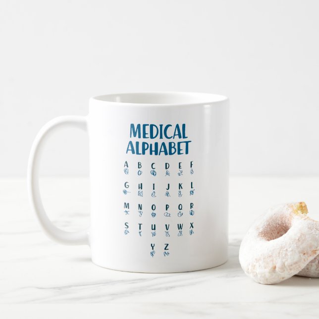 Caneca De Café Alfabeto Médico (Com Donut)